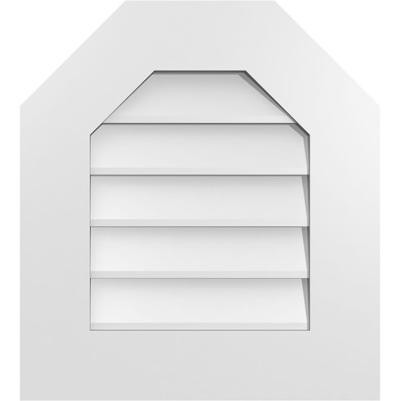 Octagonal Top Surface Mount PVC Gable Vent W/ 3-1/2W X 1P Standard Frame, 18W X 20H